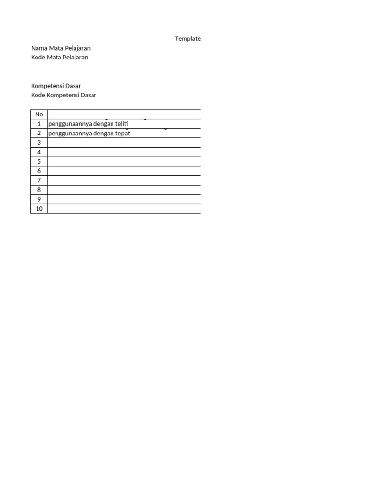 Template TP Mata Pelajaran Bahasa Inggris Kelas XI TKRO | PDF