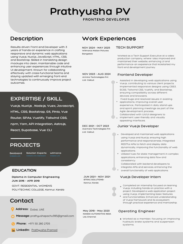 Frontend Developer with Vue.js Expertise | PDF | Bootstrap (Front End ...