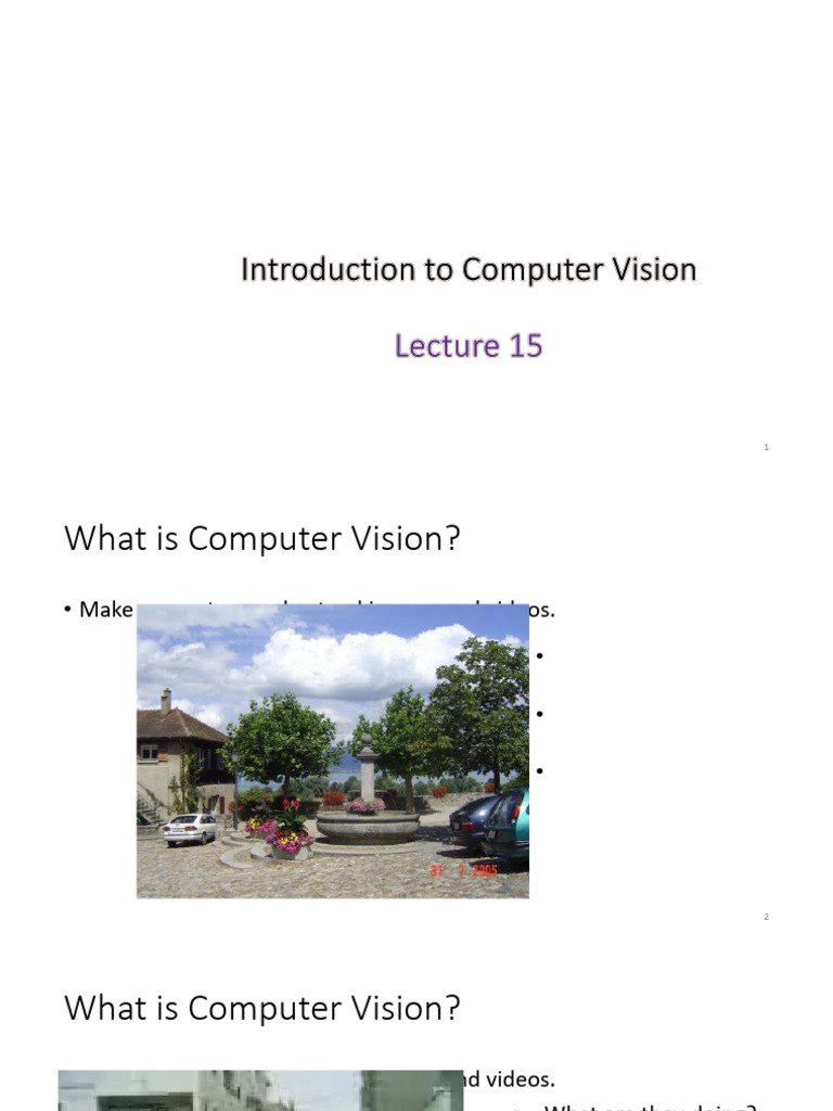 Lecture AI 15 23052025 112103am | PDF | Computer Vision | Vision
