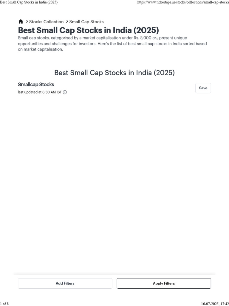 Best Small Cap Stocks in India 2025 | PDF | Investing | Private Sector