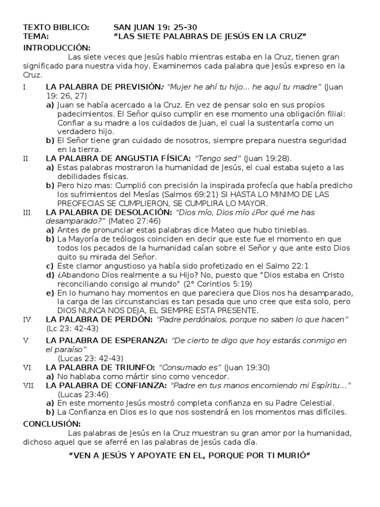 7 Las Siete Palabras De Jesus En La Cruz Pdf