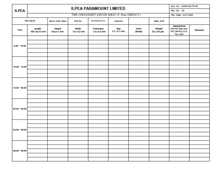 Décor Shelf Rear Specifications & Checks | PDF