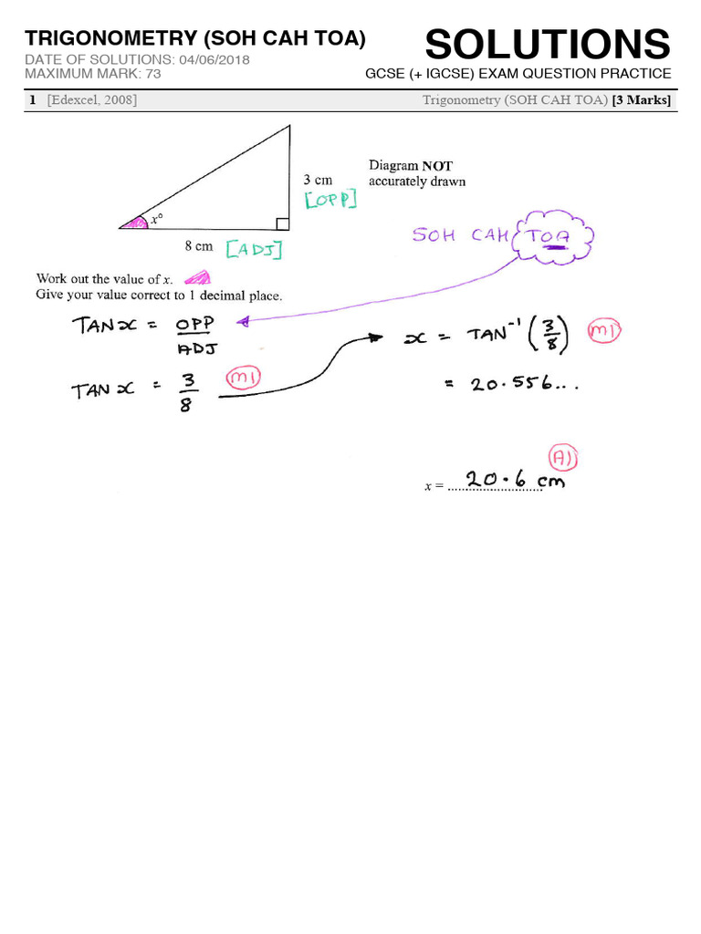 GCSE Trigonometry Exam Solutions | PDF | Accuracy And Precision