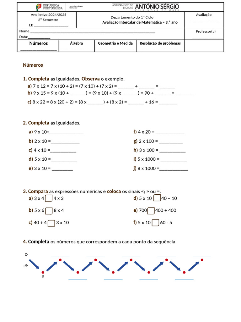 Avaliação Intercalar de Matemática 3º Ano | PDF | Geometria convexa ...