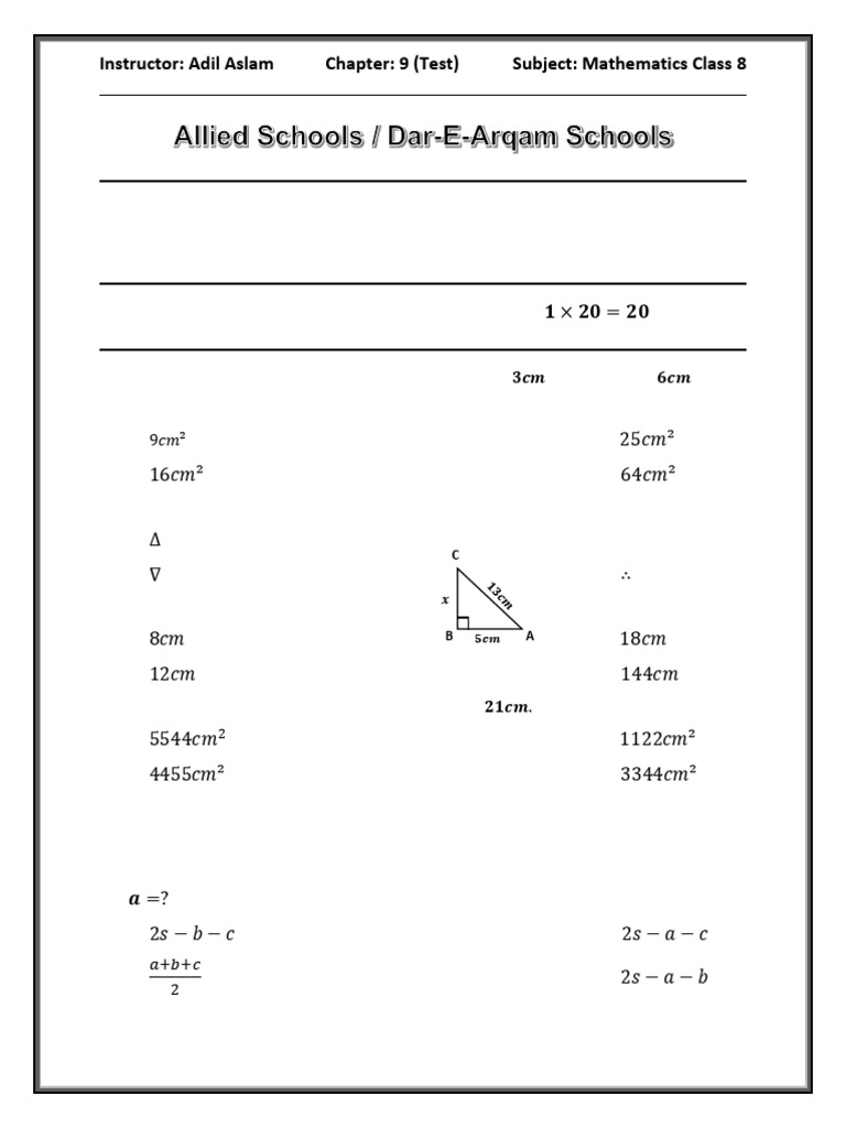 Instructor: Adil Aslam Chapter: 9 (Test) Subject: Mathematics Class 8 ...