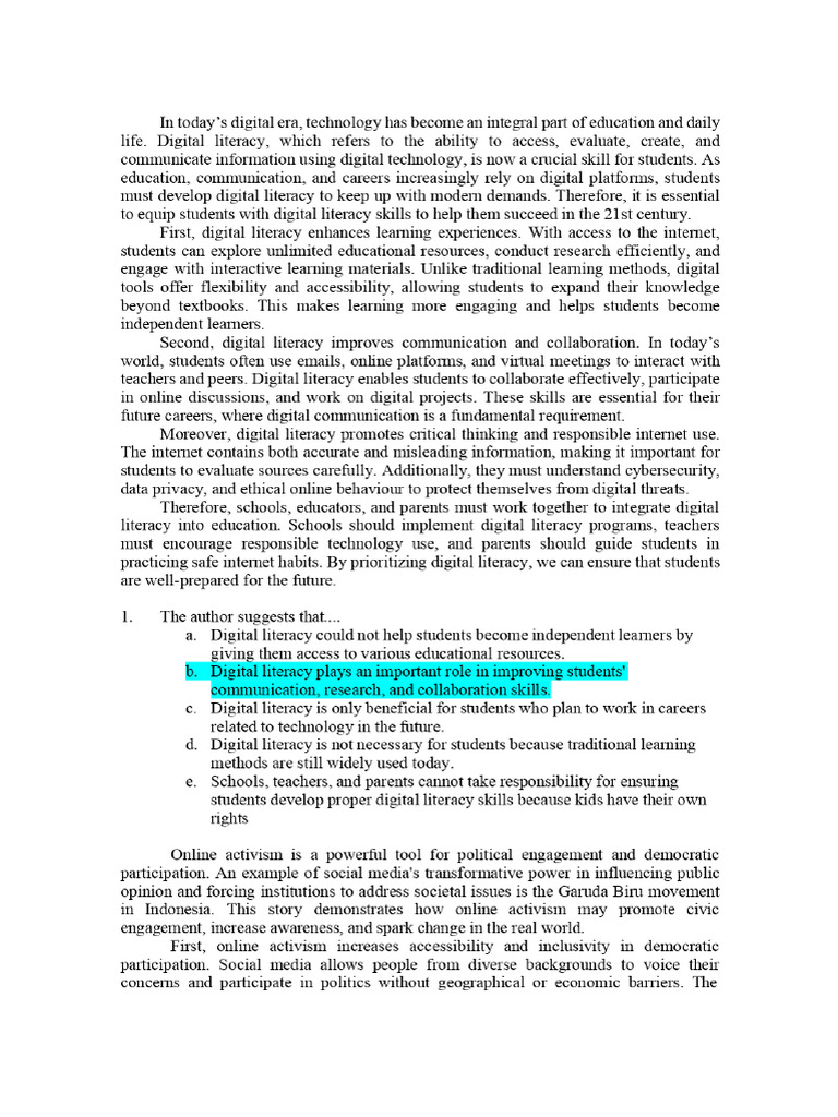 Importance of Digital Literacy in Education | PDF | Marie Curie ...