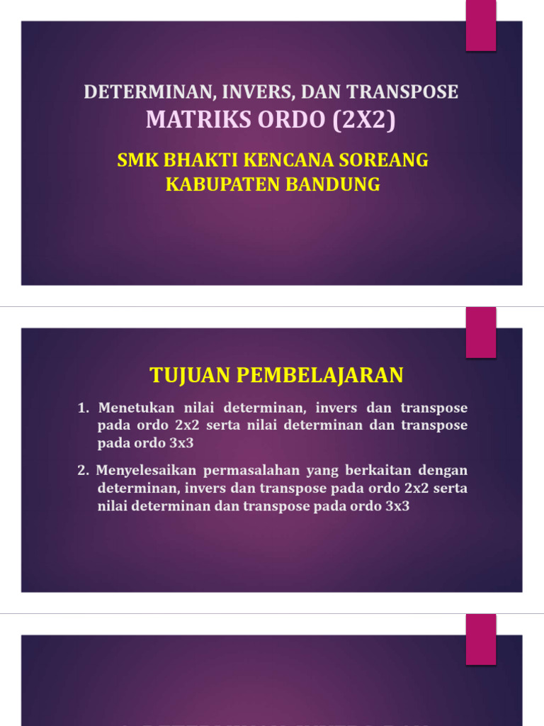 Determinan dan Invers Matriks 2x2 | PDF