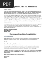 Download Sample Complaint Letter for Bad Service by Rura Danga SN88898884 doc pdf