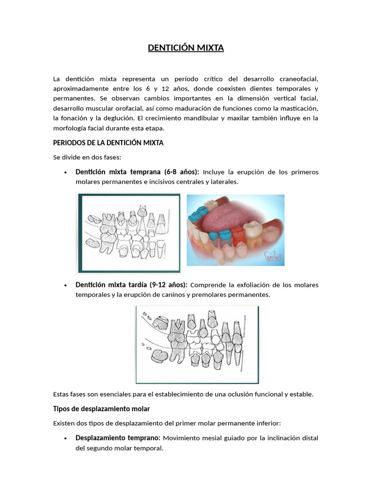 Resumen de Denticion Mixta | PDF | Ramas de Odontología | Boca