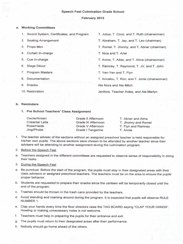 Speech Fest Culmination | PDF