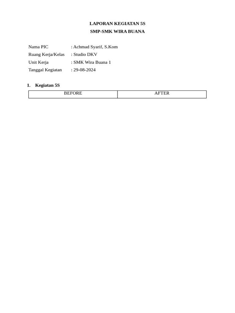 Laporan Kegiatan 5S SMP-SMK Wira Buana | PDF