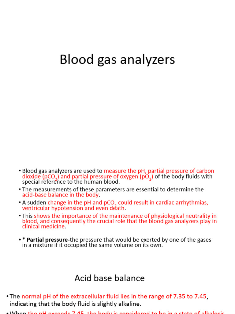 Blood Gas Analyzers | PDF | Ph | Chemistry