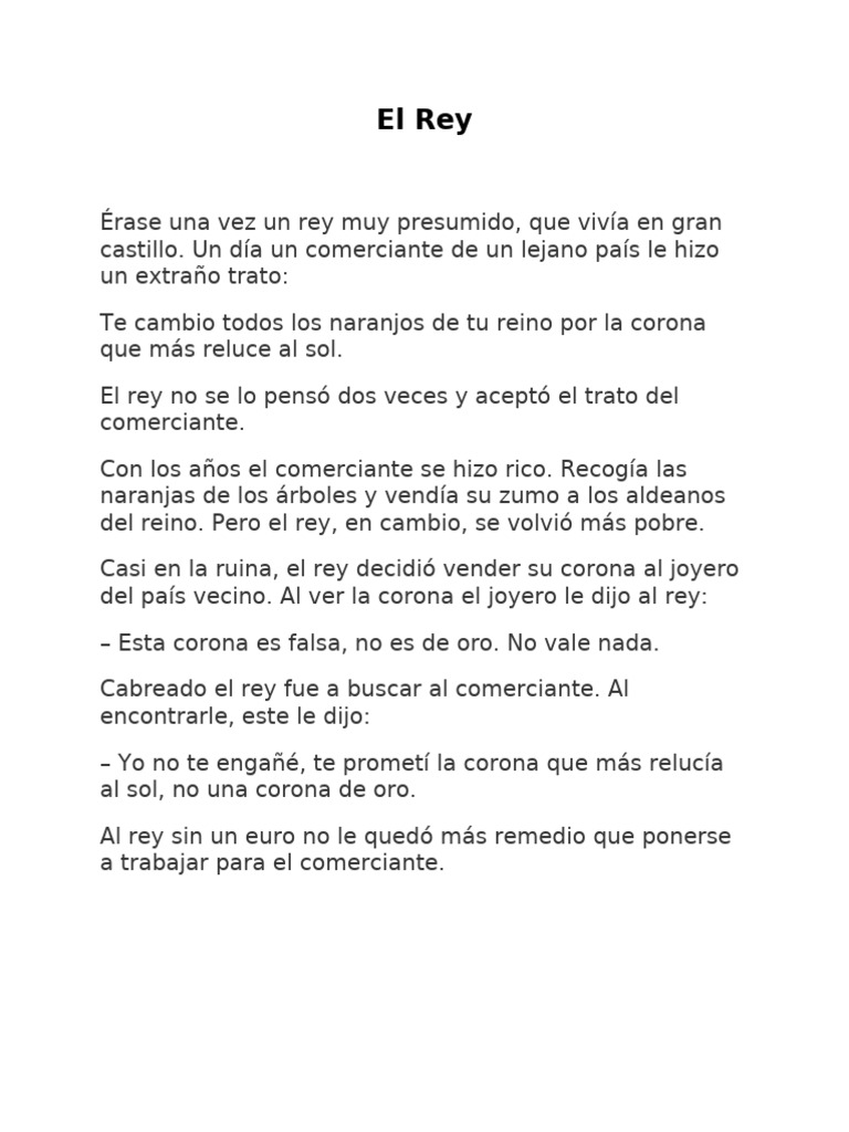 El Rey Cuento Infantil | PDF