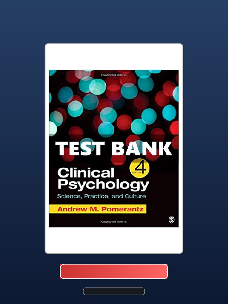 Clinical Psychology Science Practice and Culture 4 Ed Pomerantz Ebook ...