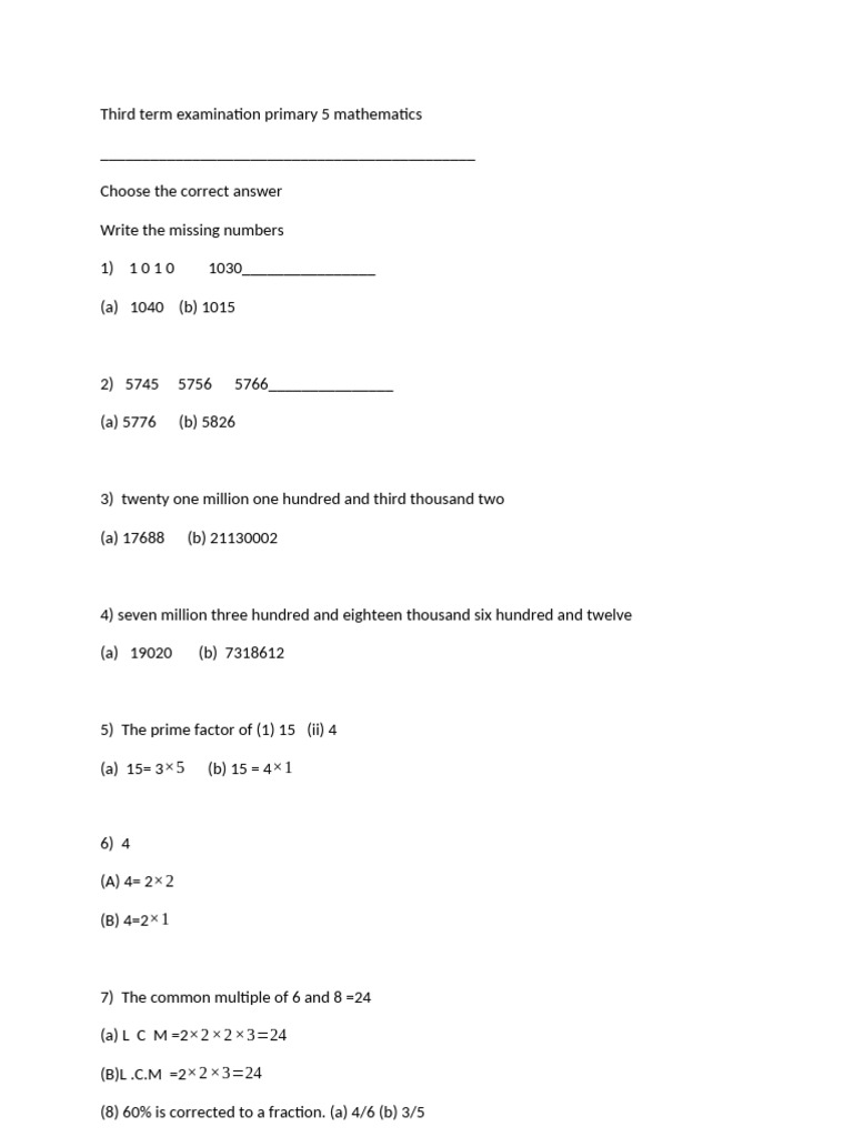 Tricky Math Questions for Primary 5 | PDF