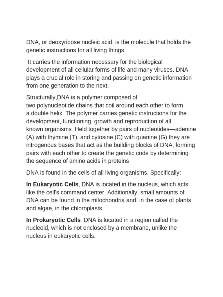 Understanding DNA Structure and Function | PDF