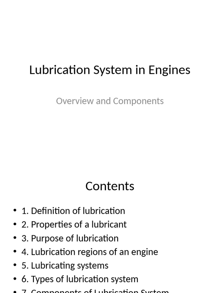 Lubrication System Presentation | PDF
