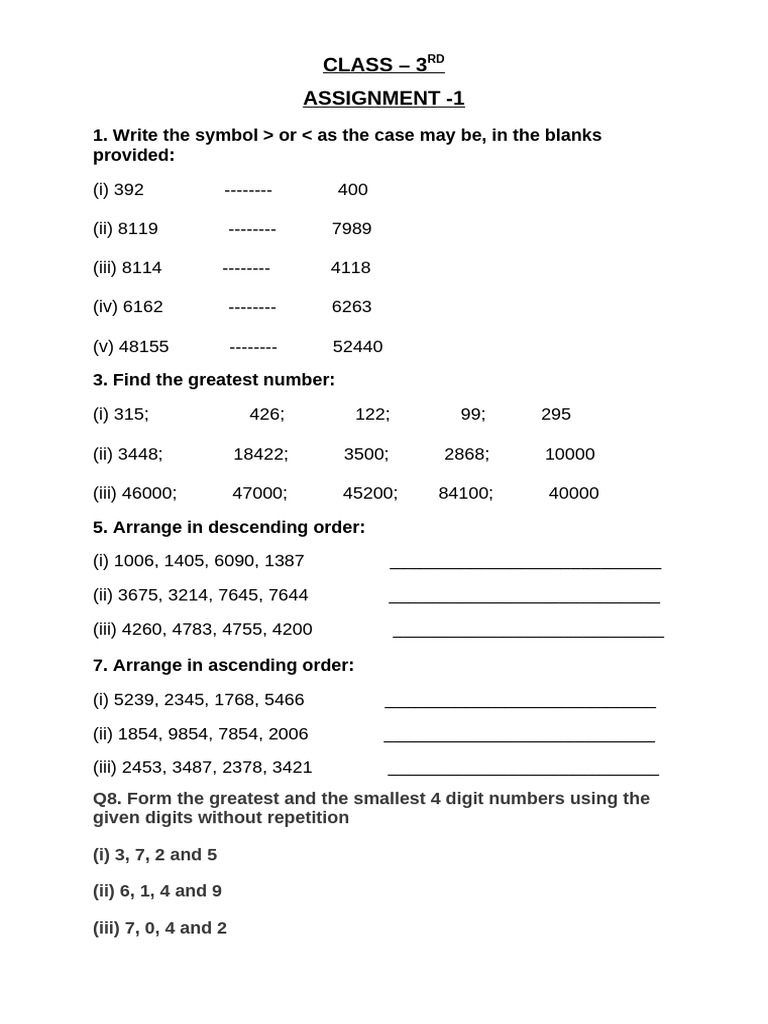 Assignment 1 Class 3 | PDF