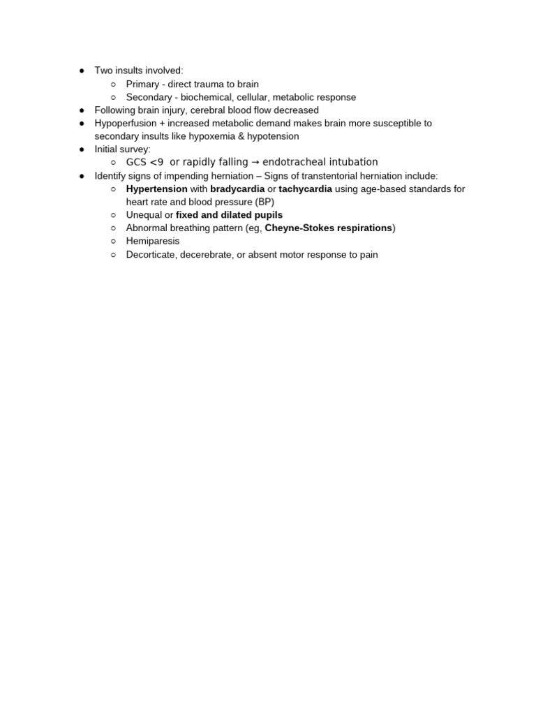 Brain Injury Management Guidelines | PDF