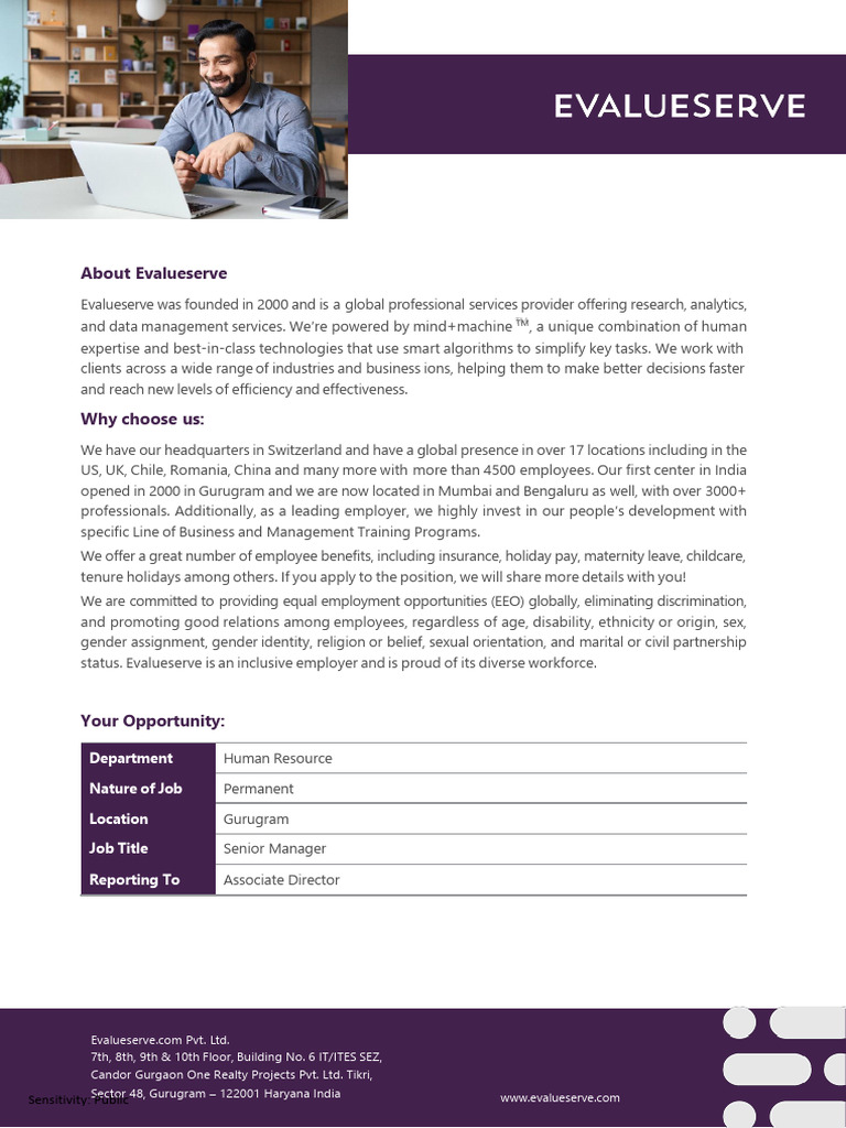 Evalueserve JD HR SM Business Partner | PDF | Employee Retention | Business