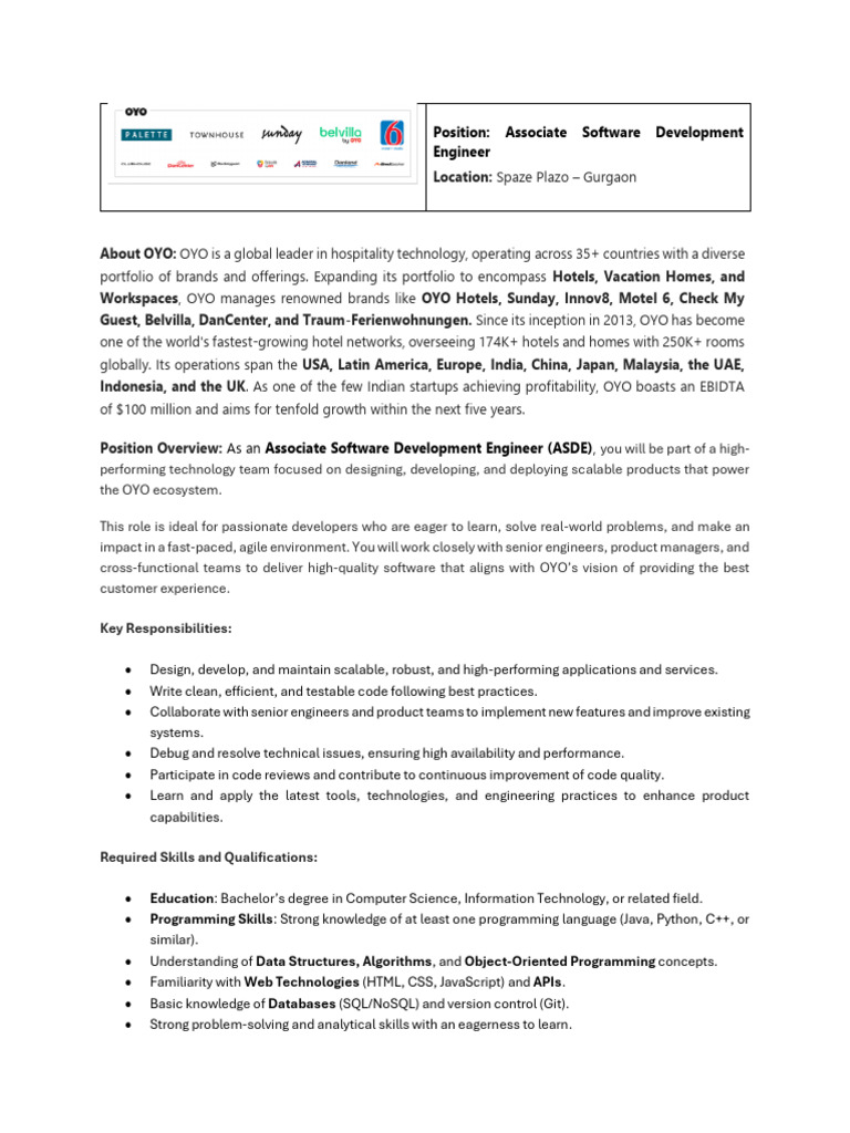 OYO Associate Software Engineer Salary | PDF | Computer Programming ...