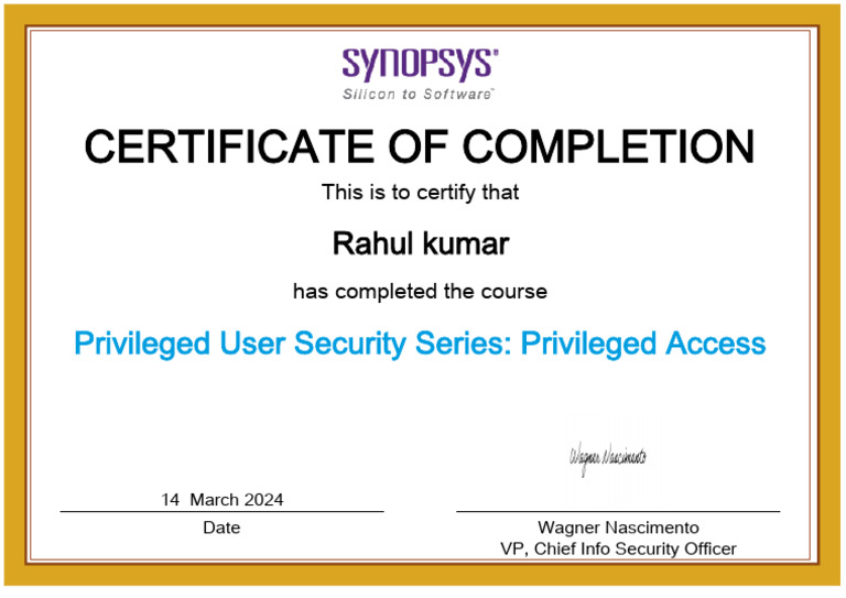Completion Certificate: Privileged Access Course | PDF