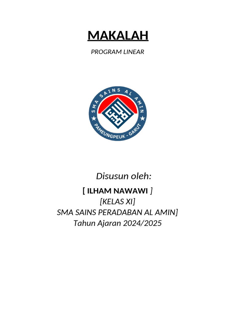 Makalah Program Linear Matematika | PDF