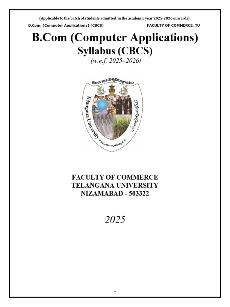 B.Com Computer Applications Syllabus 2025 | PDF | Computer Network ...