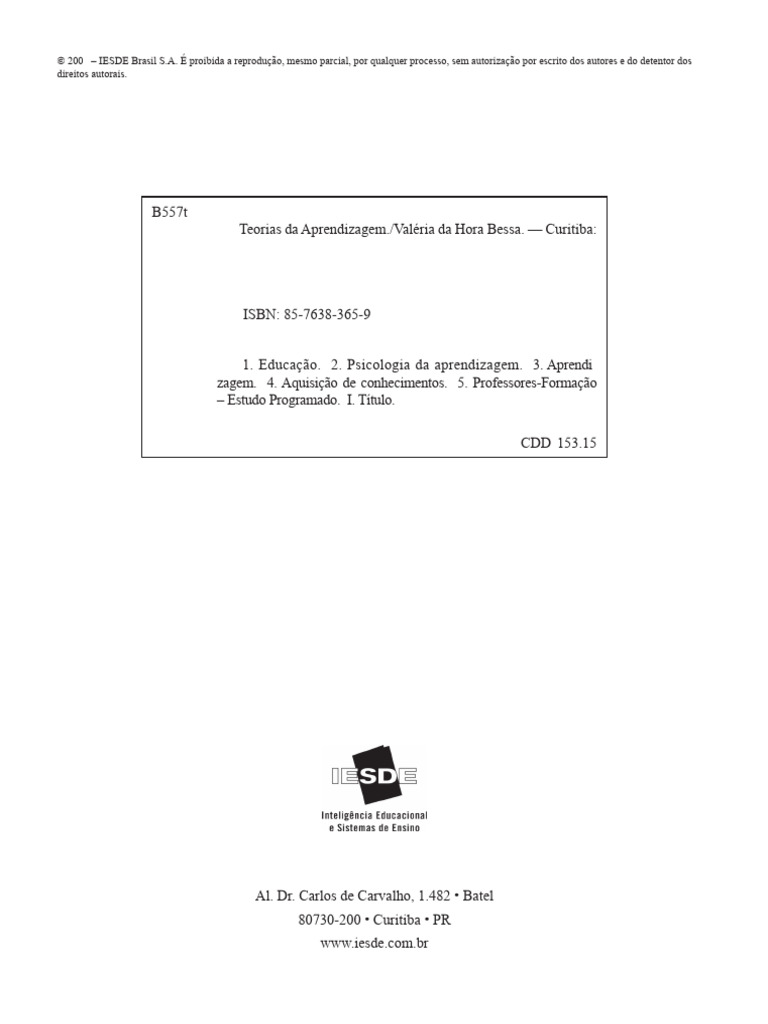 Teorias da Aprendizagem e Processos Cognitivos | PDF | Aprendizado ...