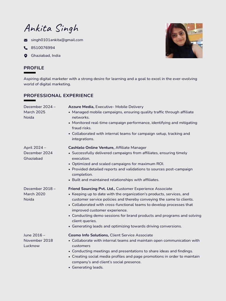 Ankita Singh: Digital Marketing Profile | PDF | Marketing | Business