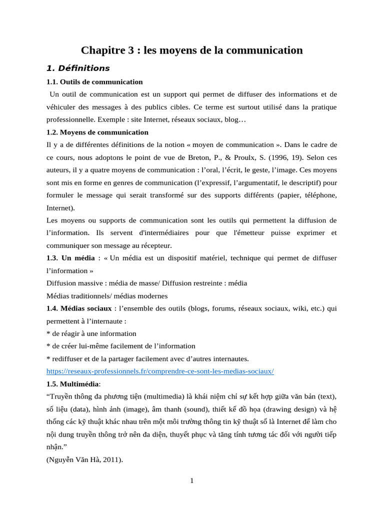 Moyens et outils de communication expliqués | PDF | la communication