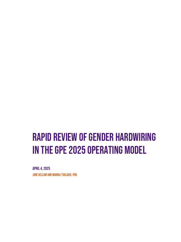 Gender Hardwiring in GPE 2025 Review | PDF | Capacity Building | Gender ...