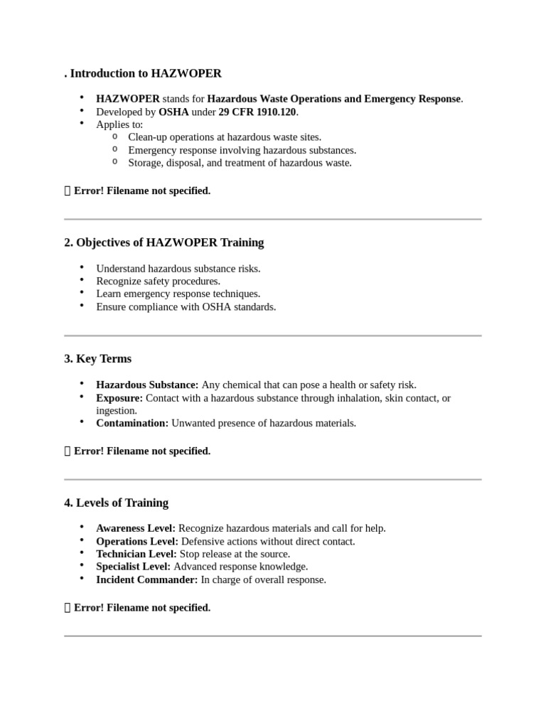 HAZWOPER Training Overview and PPE Levels | PDF | Personal Protective ...
