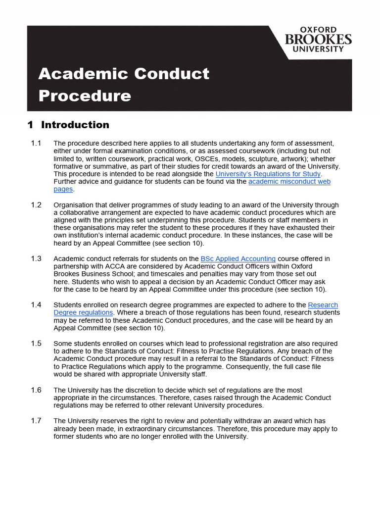 Academic Conduct Procedure | PDF | Academic Integrity | Plagiarism