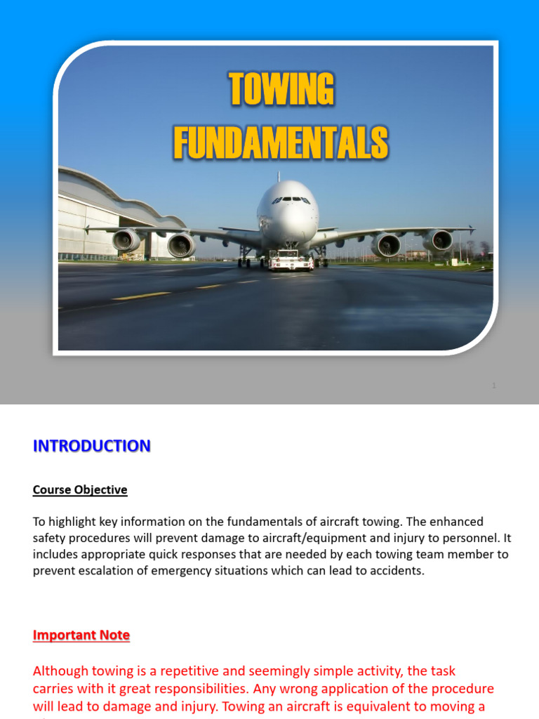 Aircraft Towing Procedures Overview | PDF | Landing Gear | Transport