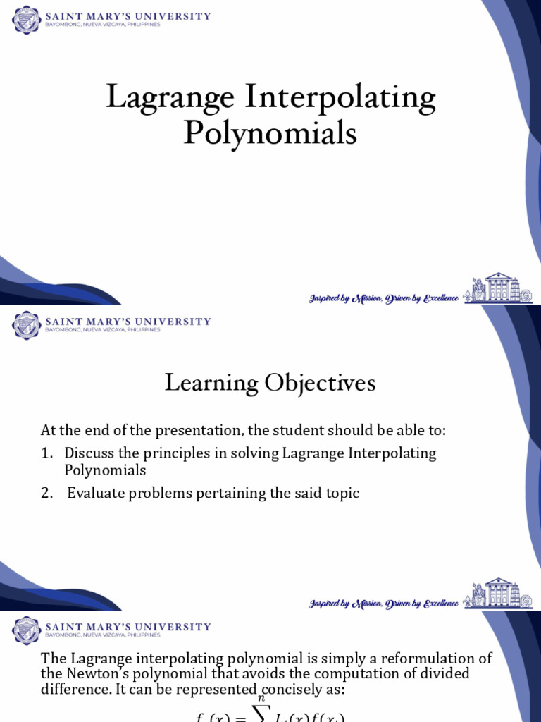 Lagrange Interpolating Polynomials Explained | PDF | Interpolation ...