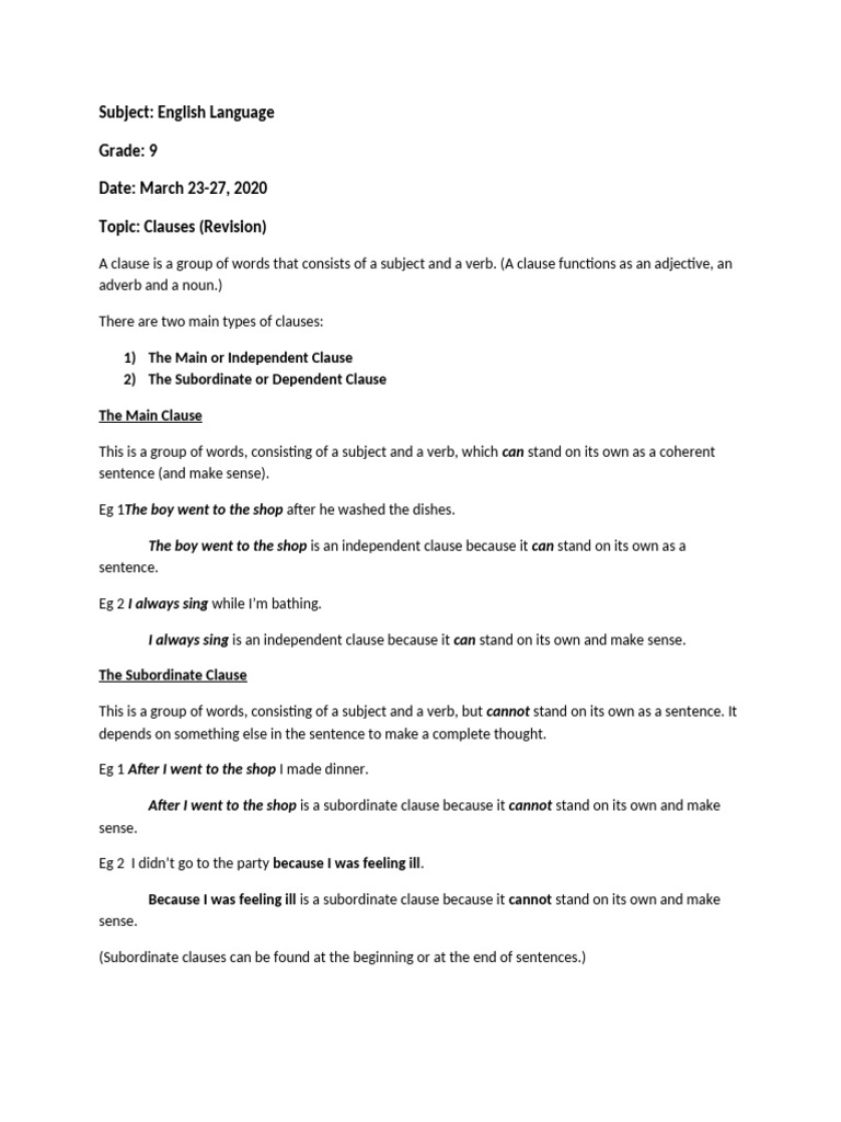 Understanding Clauses in English Grammar | PDF