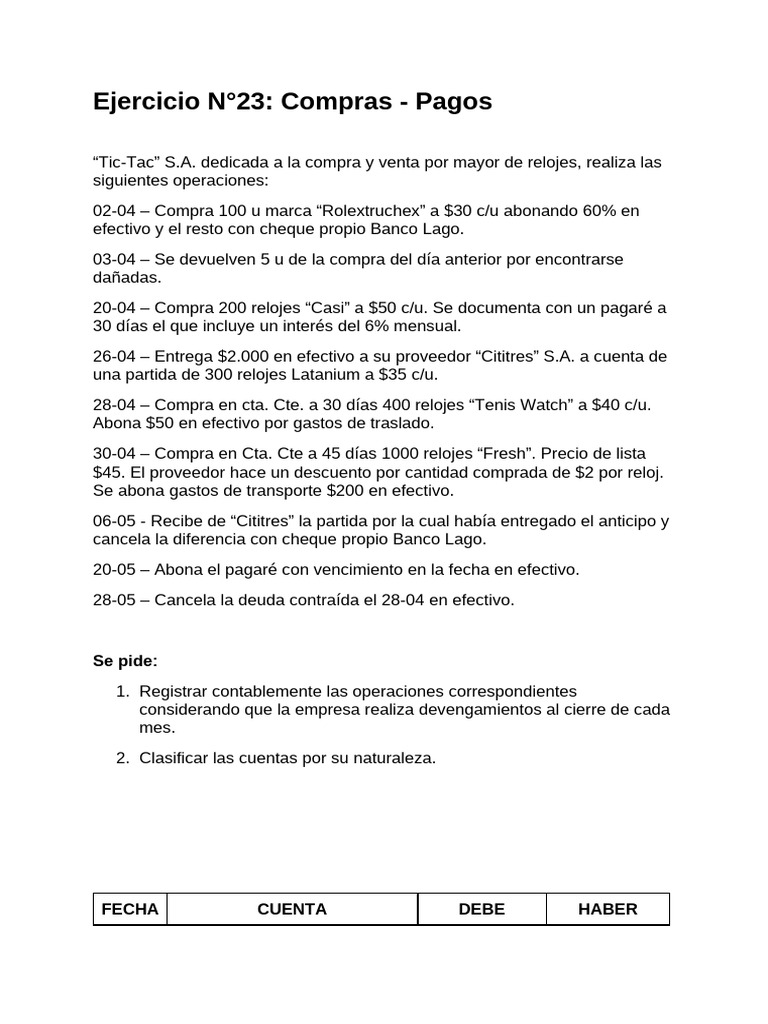 Registro Contable de Compras y Pagos | PDF | Dinero | Economias