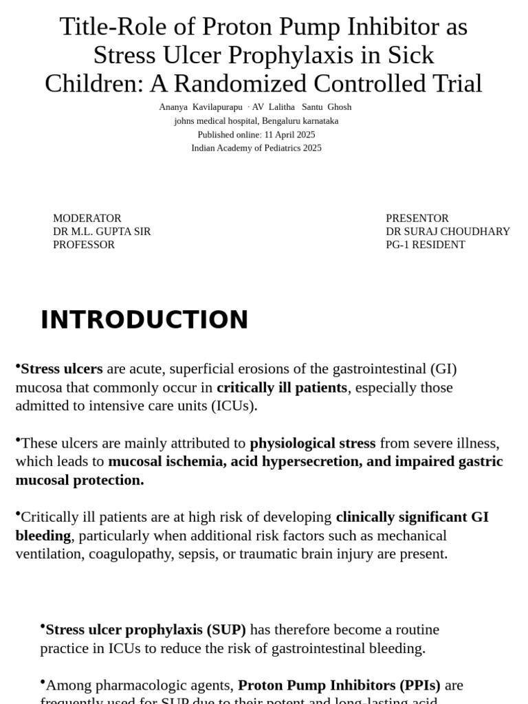 Proton Pump Inhibitors | PDF | Intensive Care Unit | Cirrhosis