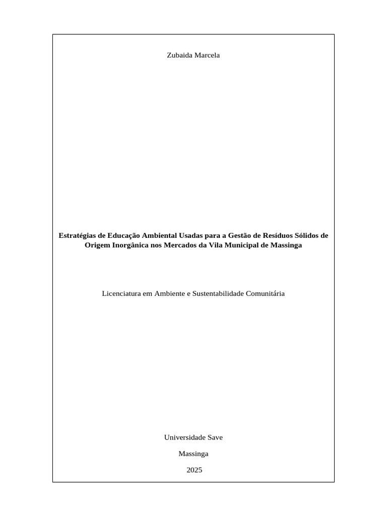 Educação Ambiental e Gestão de Resíduos em Massinga | PDF | Desperdício ...