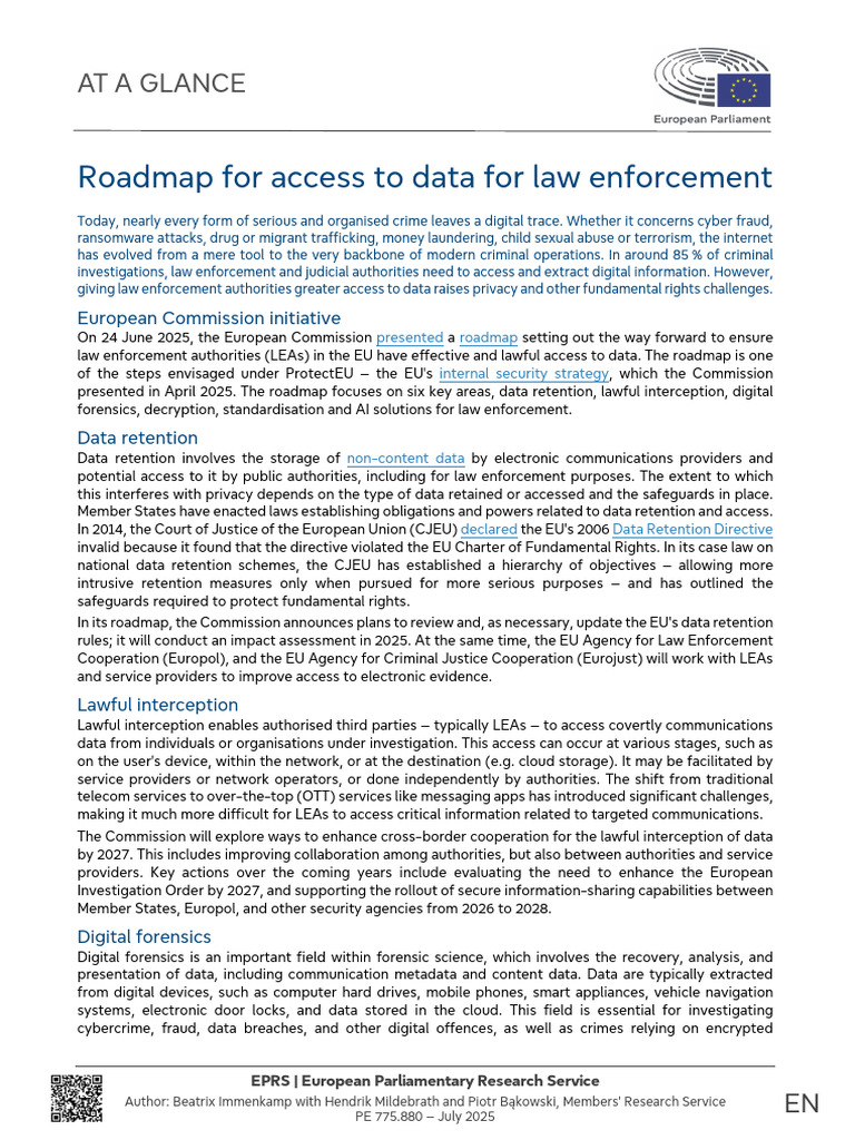 Roadmap For Access To Data For Law Enforcement | PDF | Digital ...