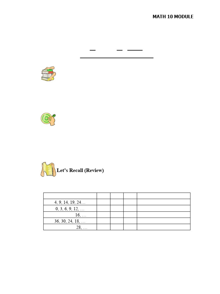 Arithmetic Sequences in Grade 10 Math | PDF | Mathematics | Sequence