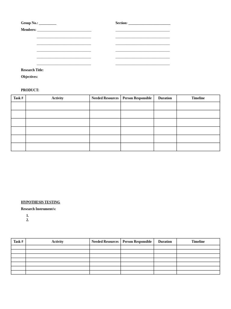 Research Work Plan and Timetable Template | PDF