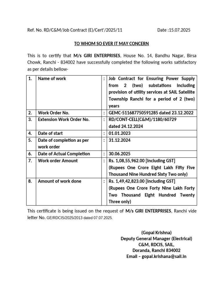 RDCIS Exp Cert Performa | PDF