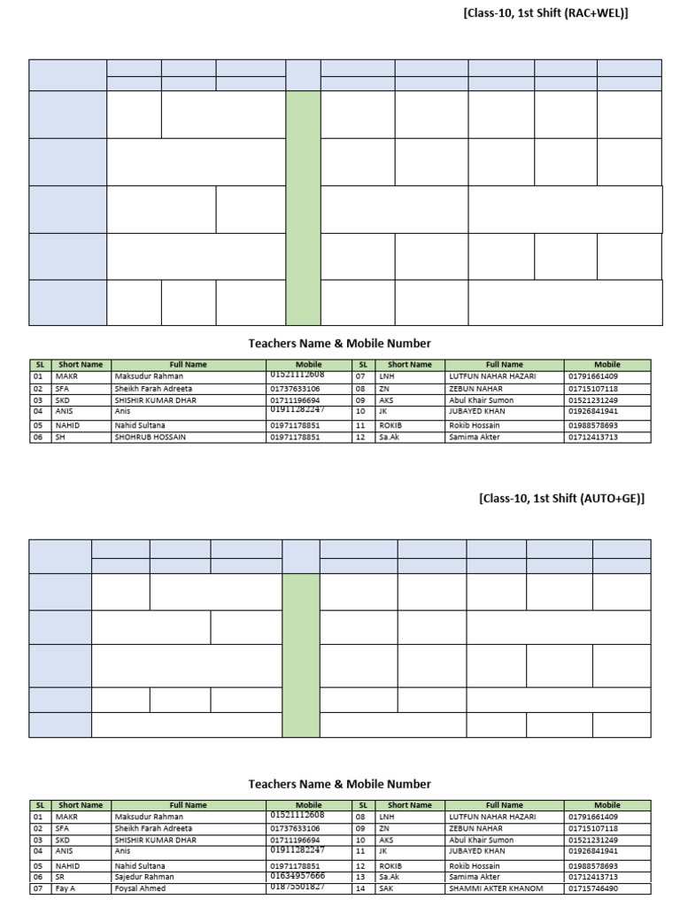 Class 10 Routine 2025 - Narayanganj | PDF