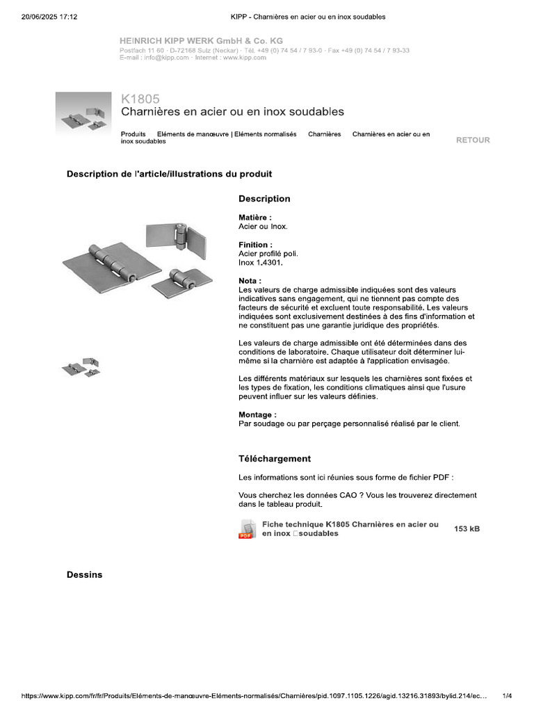 KIPP - Charnières en Acier Ou en Inox Soudables | PDF