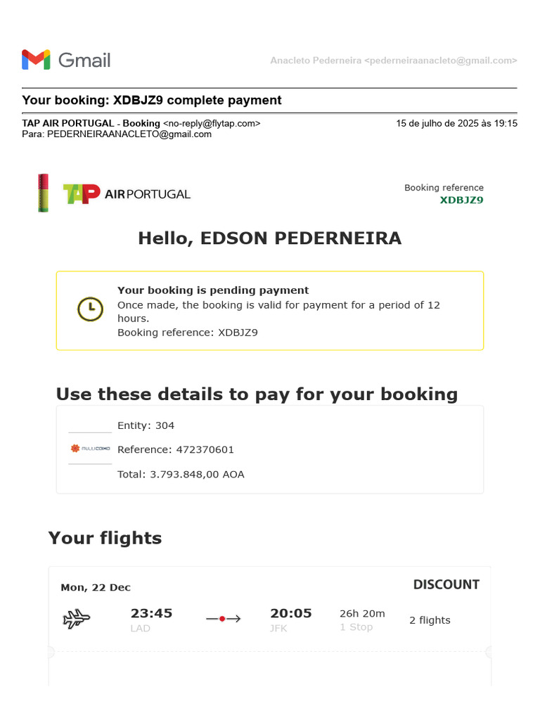 TAP Air Portugal Booking Confirmation | PDF | Baggage | Business Class