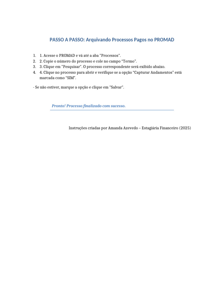 Arquivamento de Processos no PROMAD | PDF
