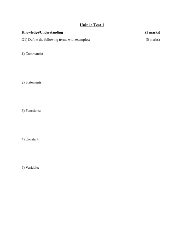 Unit 1 - Activity 9 Mini Test 1 | PDF
