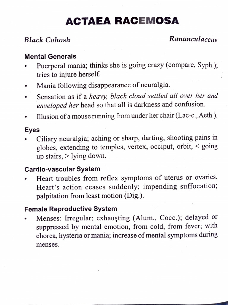 Actaea Racemosa From Allen | PDF | Diseases And Disorders | Human ...
